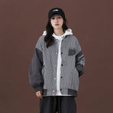 Unisex Jacket Retro Baseball Uniform Jacket Men's and Women's Loose Embroidered Striped Jacket